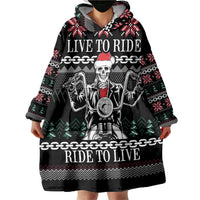 Live To Ride Motorbike Skeleton Wearable Blanket Hoodie Biker Skull Christmas DT04 - Wonder Print Shop