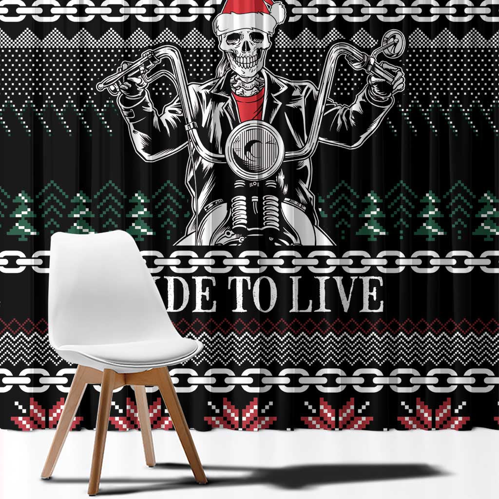 Live To Ride Motorbike Skeleton Window Curtain Biker Skull Christmas DT04 - Wonder Print Shop