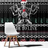 Live To Ride Motorbike Skeleton Window Curtain Biker Skull Christmas DT04 - Wonder Print Shop