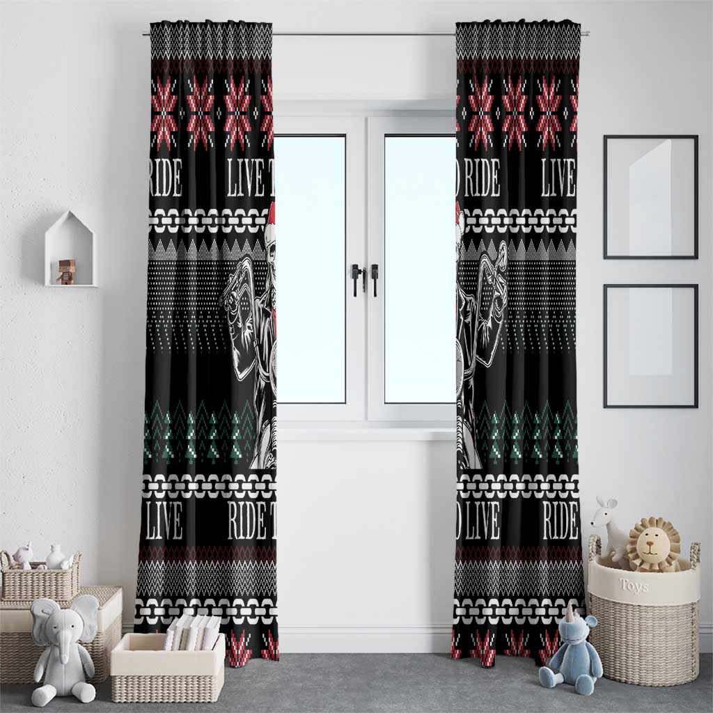 Live To Ride Motorbike Skeleton Window Curtain Biker Skull Christmas DT04 - Wonder Print Shop