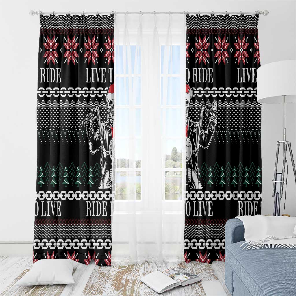 Live To Ride Motorbike Skeleton Window Curtain Biker Skull Christmas DT04 - Wonder Print Shop