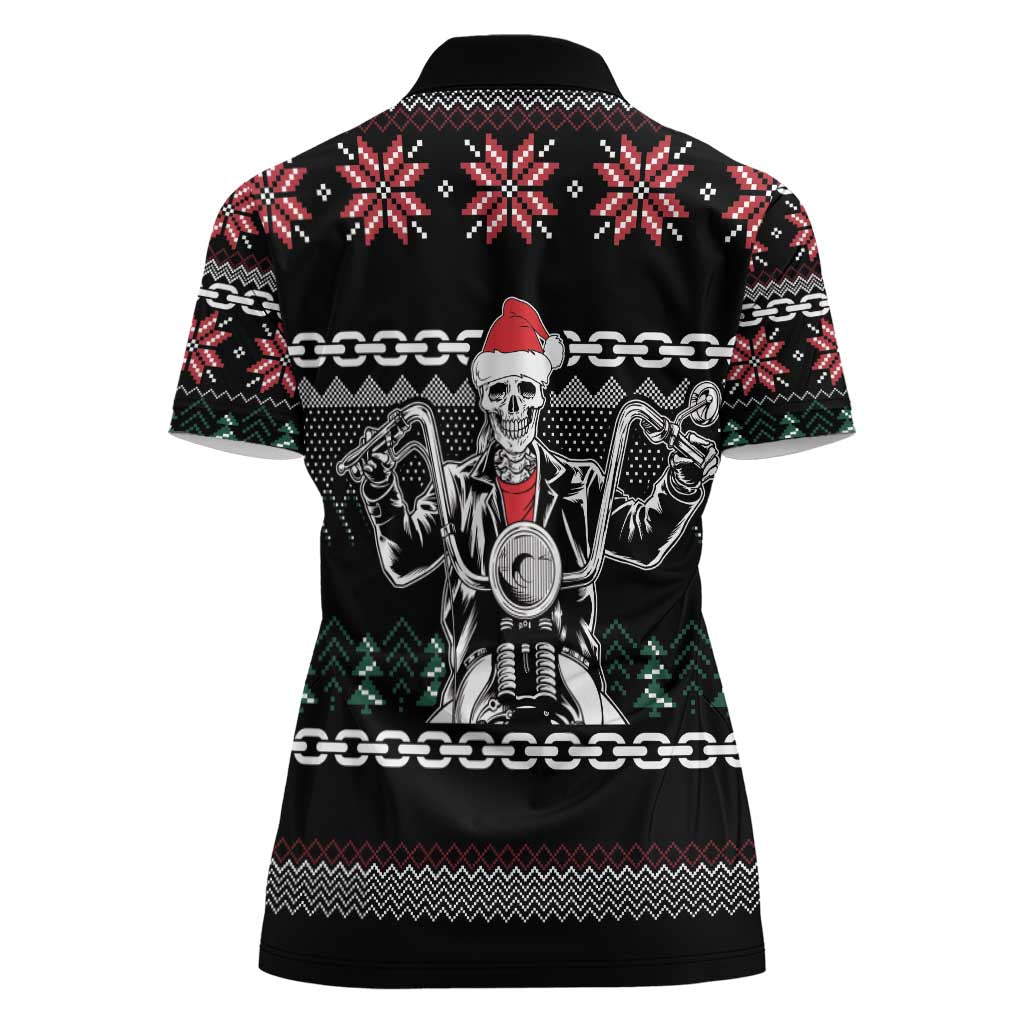 Live To Ride Motorbike Skeleton Women Polo Shirt Biker Skull Christmas DT04 - Wonder Print Shop