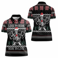 Live To Ride Motorbike Skeleton Women Polo Shirt Biker Skull Christmas DT04 - Wonder Print Shop