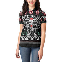 Live To Ride Motorbike Skeleton Women Polo Shirt Biker Skull Christmas DT04 - Wonder Print Shop