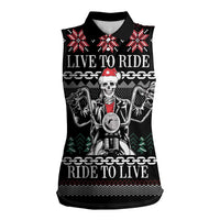 Live To Ride Motorbike Skeleton Women Sleeveless Polo Shirt Biker Skull Christmas DT04 - Wonder Print Shop
