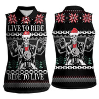 Live To Ride Motorbike Skeleton Women Sleeveless Polo Shirt Biker Skull Christmas DT04 - Wonder Print Shop