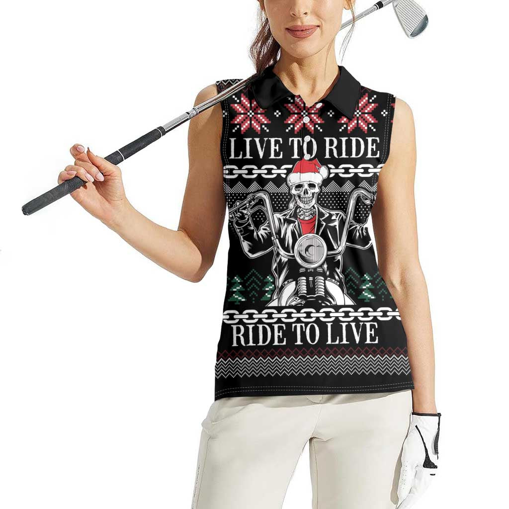 Live To Ride Motorbike Skeleton Women Sleeveless Polo Shirt Biker Skull Christmas DT04 - Wonder Print Shop
