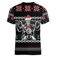 Live To Ride Motorbike Skeleton Women V-Neck T-Shirt Biker Skull Christmas DT04 - Wonder Print Shop