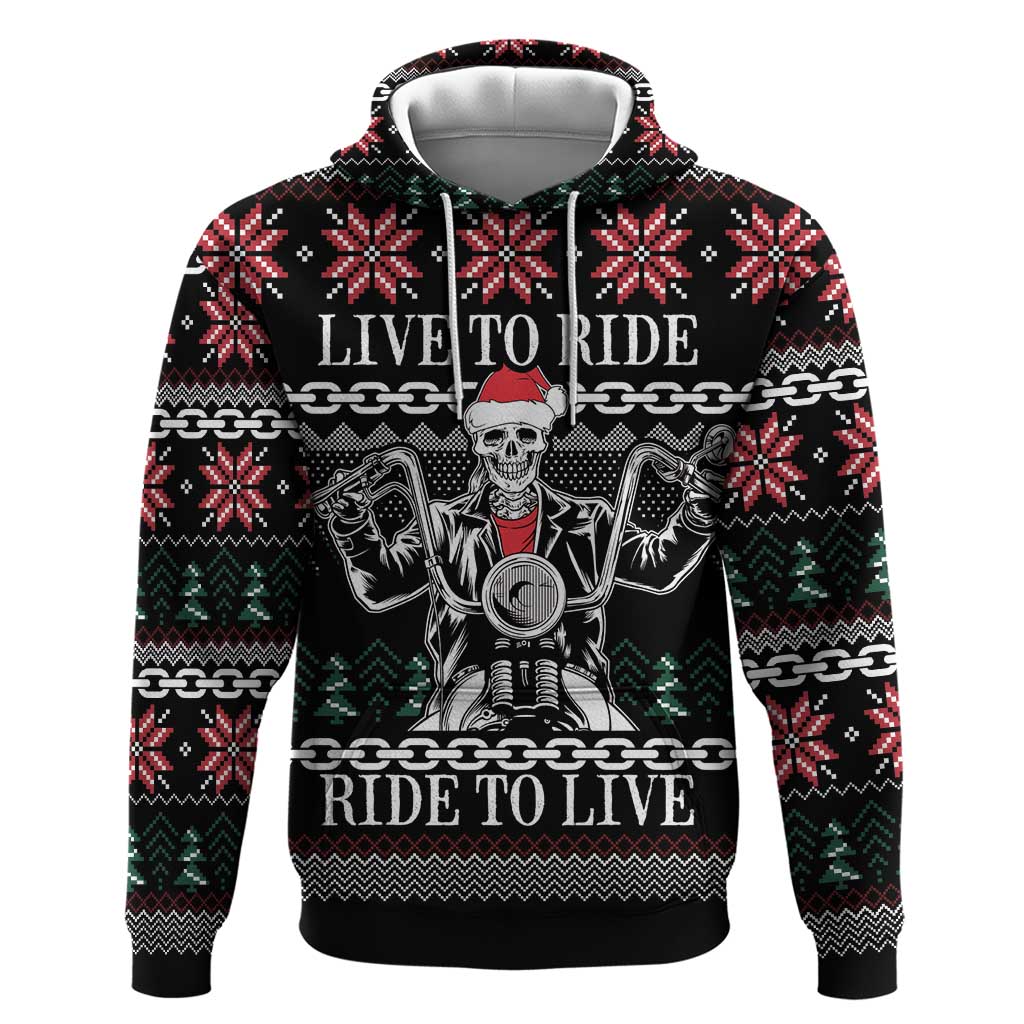Live To Ride Motorbike Skeleton Zip Hoodie Biker Skull Christmas DT04 - Wonder Print Shop