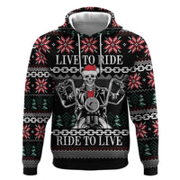 Live To Ride Motorbike Skeleton Zip Hoodie Biker Skull Christmas DT04 - Wonder Print Shop