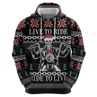 Live To Ride Motorbike Skeleton Zip Hoodie Biker Skull Christmas DT04 - Wonder Print Shop