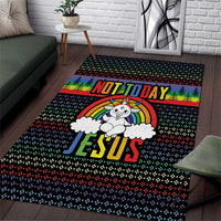 LGBT Not Today Jesus Area Rug Rainbow Christmas DT04 - Wonder Print Shop