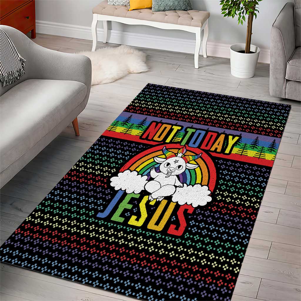 LGBT Not Today Jesus Area Rug Rainbow Christmas DT04 - Wonder Print Shop