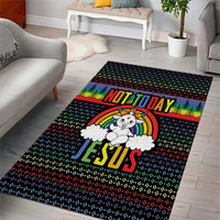 LGBT Not Today Jesus Area Rug Rainbow Christmas DT04 - Wonder Print Shop