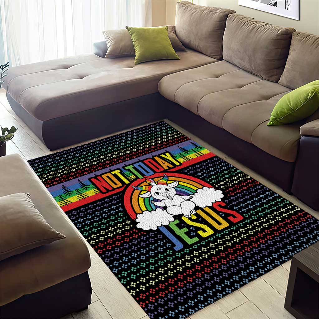 LGBT Not Today Jesus Area Rug Rainbow Christmas DT04 - Wonder Print Shop