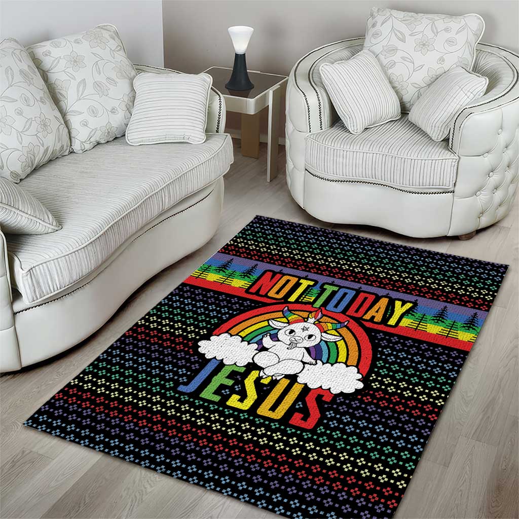 LGBT Not Today Jesus Area Rug Rainbow Christmas DT04 - Wonder Print Shop