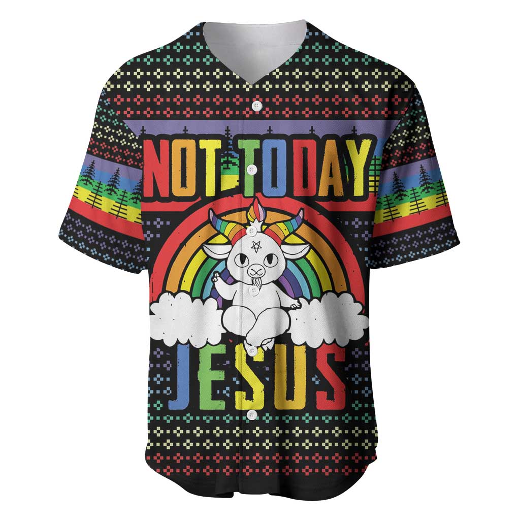 LGBT Not Today Jesus Baseball Jersey Rainbow Christmas DT04 - Wonder Print Shop