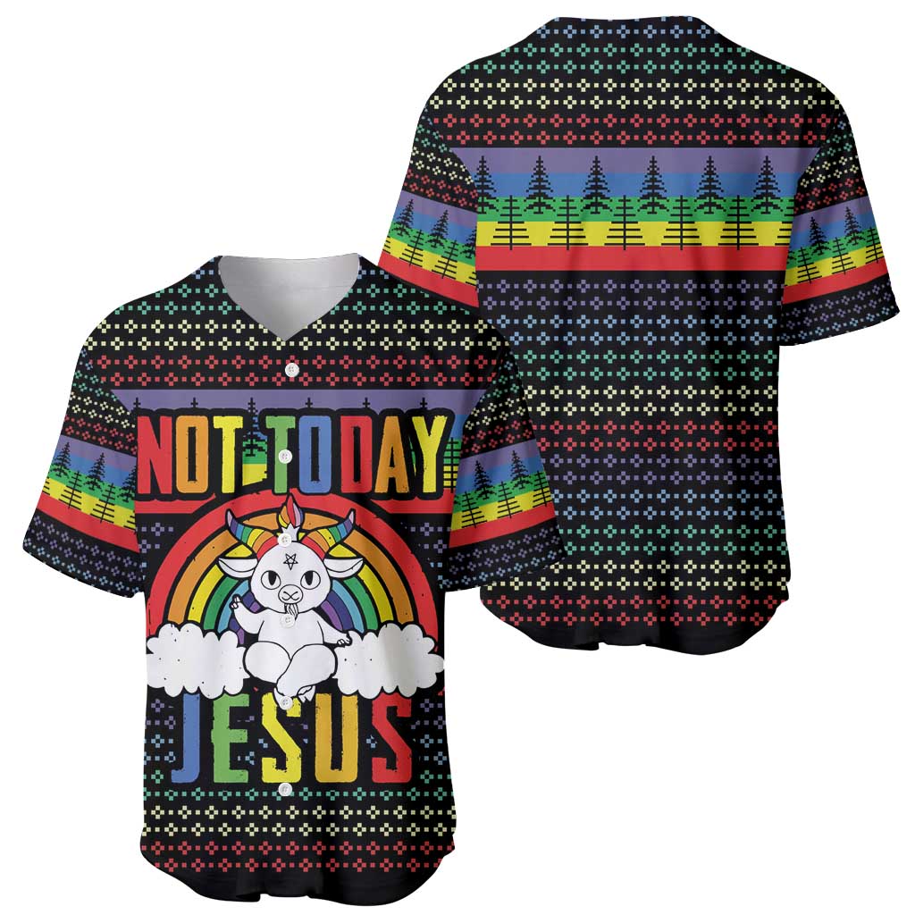 LGBT Not Today Jesus Baseball Jersey Rainbow Christmas DT04 - Wonder Print Shop
