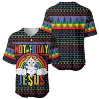 LGBT Not Today Jesus Baseball Jersey Rainbow Christmas DT04 - Wonder Print Shop