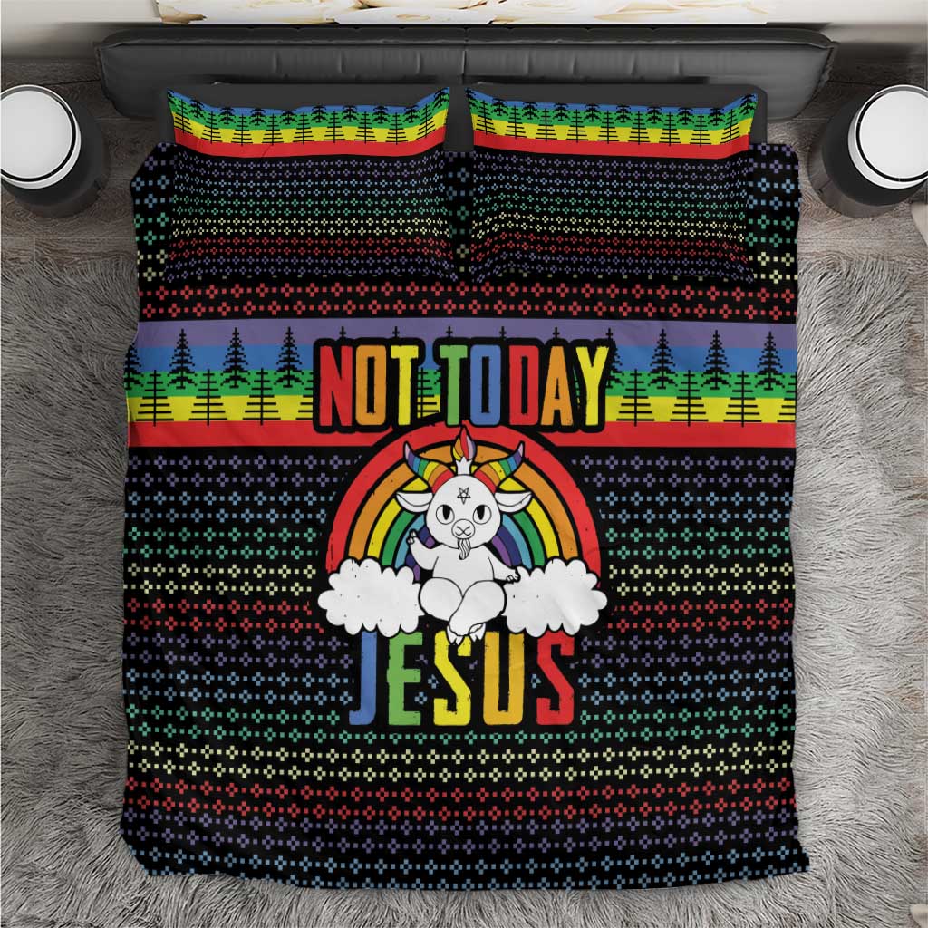 LGBT Not Today Jesus Bedding Set Rainbow Christmas DT04 - Wonder Print Shop