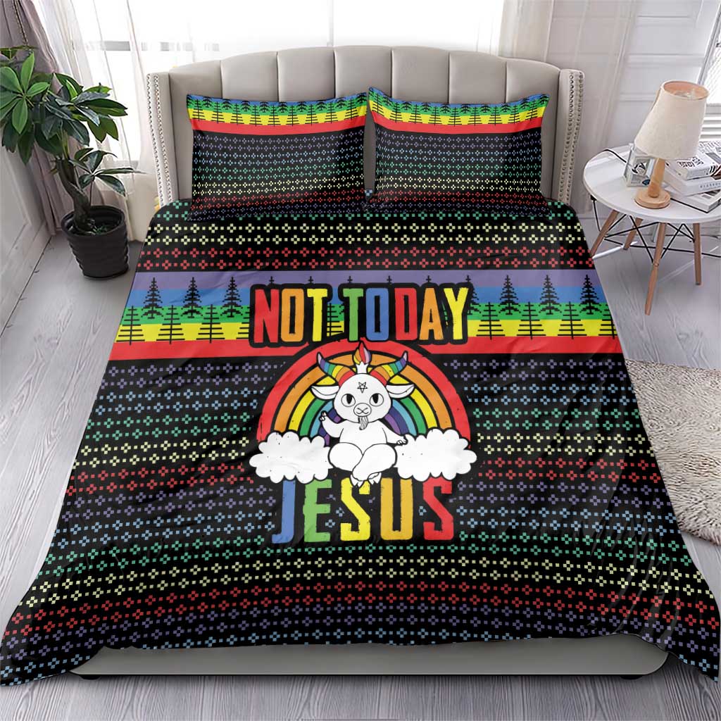 LGBT Not Today Jesus Bedding Set Rainbow Christmas DT04 - Wonder Print Shop