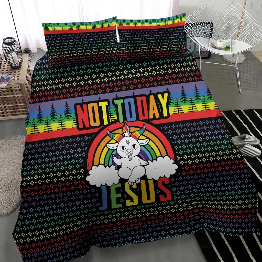 LGBT Not Today Jesus Bedding Set Rainbow Christmas DT04 - Wonder Print Shop