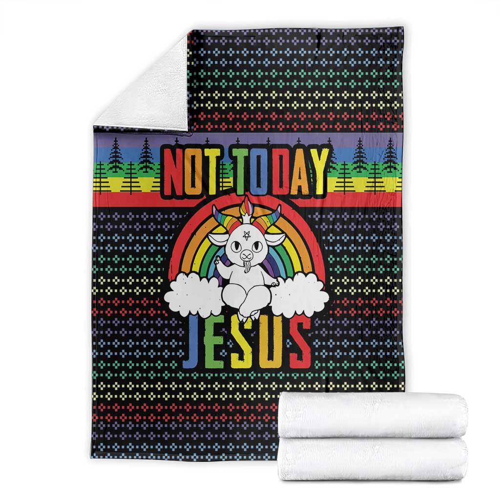 LGBT Not Today Jesus Blanket Rainbow Christmas
