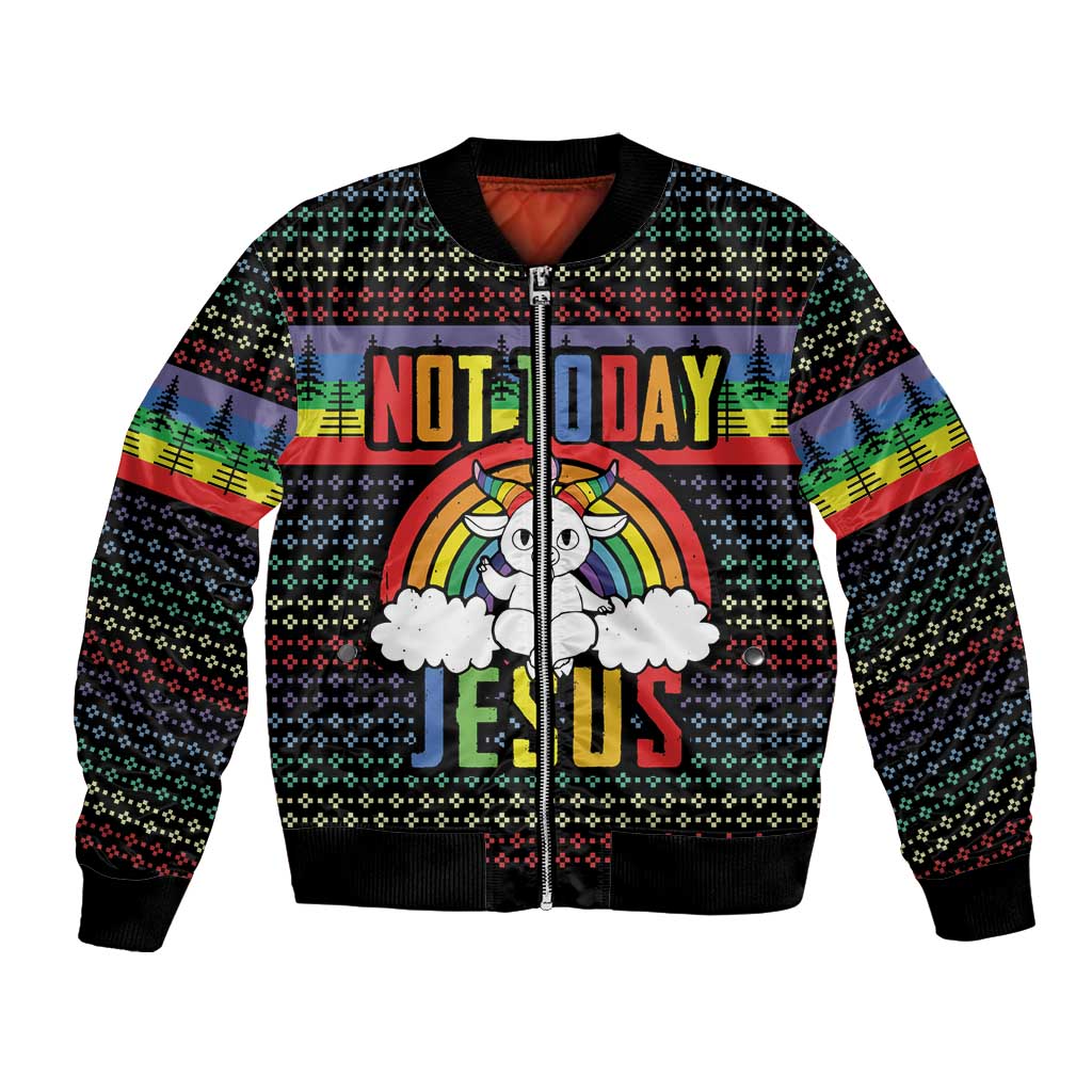 LGBT Not Today Jesus Bomber Jacket Rainbow Christmas DT04 - Wonder Print Shop
