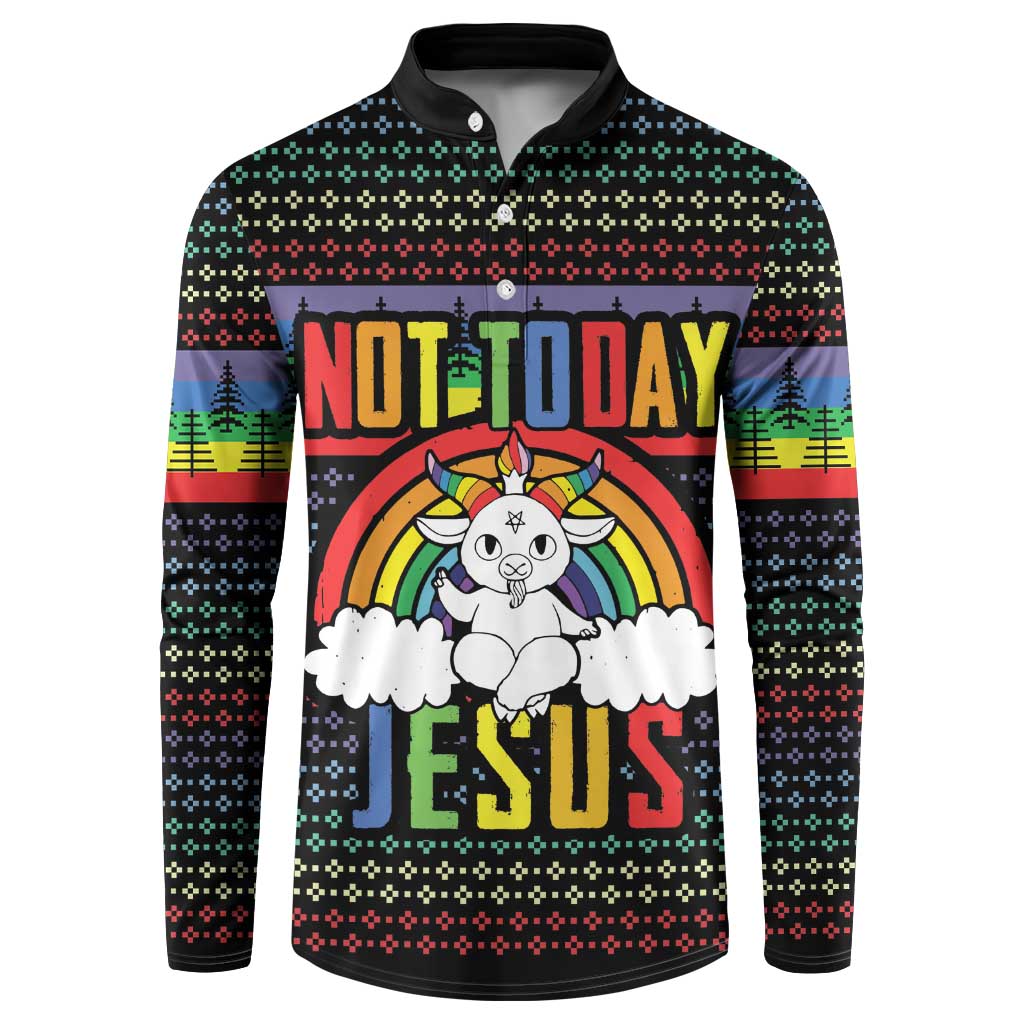 LGBT Not Today Jesus Button Sweatshirt Rainbow Christmas DT04 - Wonder Print Shop