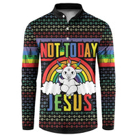 LGBT Not Today Jesus Button Sweatshirt Rainbow Christmas DT04 - Wonder Print Shop