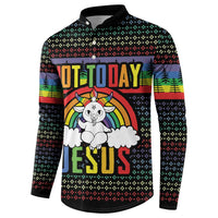 LGBT Not Today Jesus Button Sweatshirt Rainbow Christmas DT04 - Wonder Print Shop
