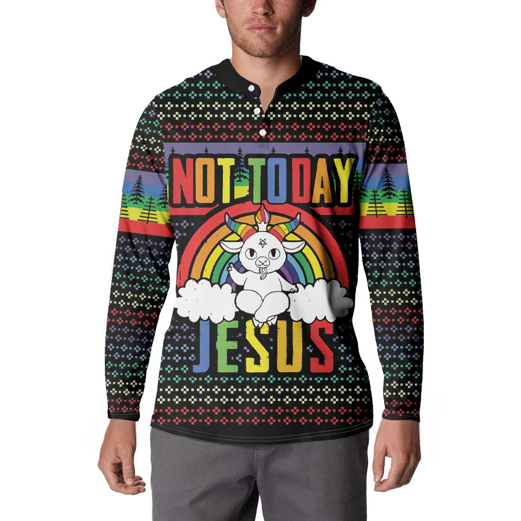 LGBT Not Today Jesus Button Sweatshirt Rainbow Christmas DT04 - Wonder Print Shop