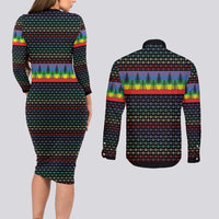 LGBT Not Today Jesus Couples Matching Long Sleeve Bodycon Dress and Long Sleeve Button Shirt Rainbow Christmas DT04 - Wonder Print Shop