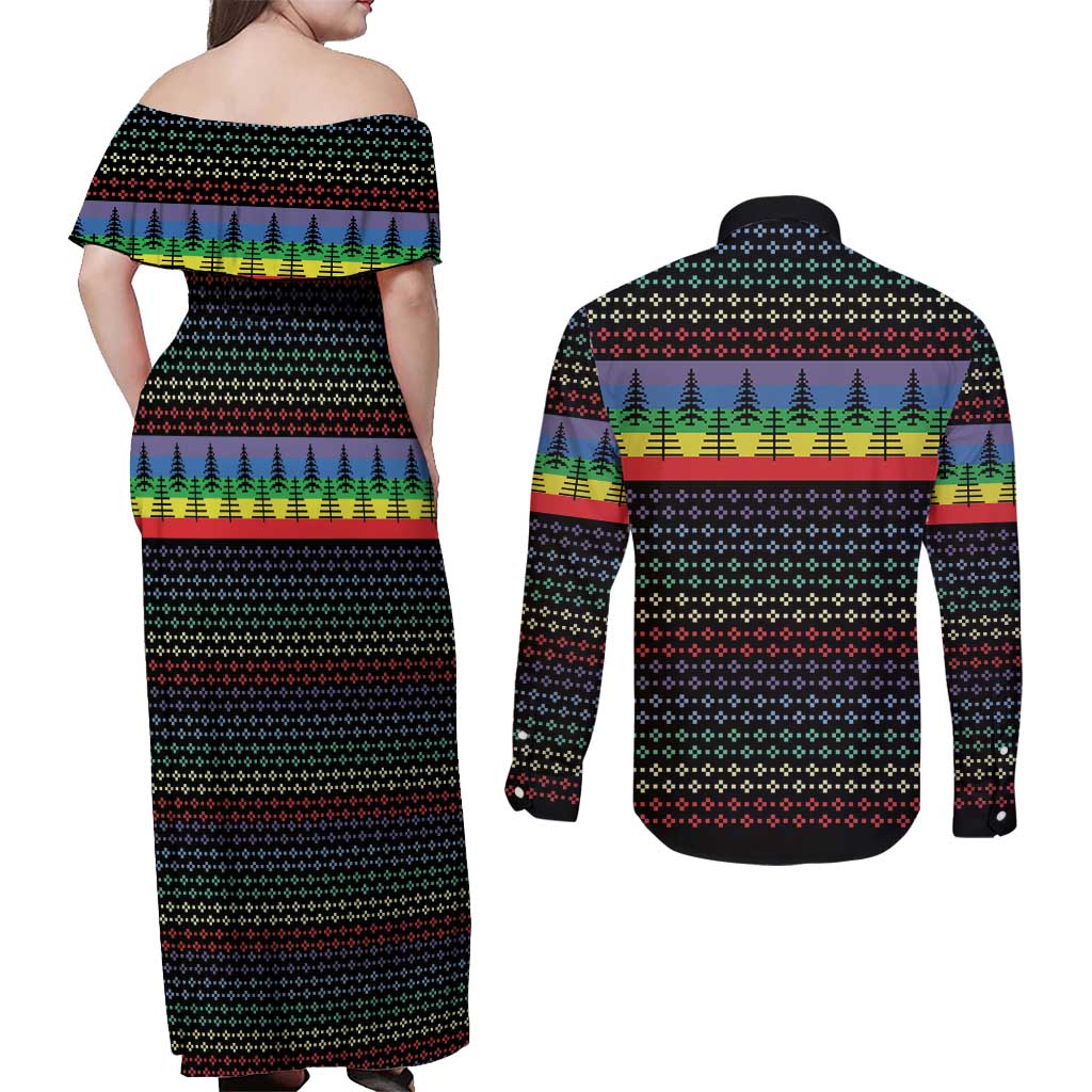 LGBT Not Today Jesus Couples Matching Off Shoulder Maxi Dress and Long Sleeve Button Shirt Rainbow Christmas DT04 - Wonder Print Shop
