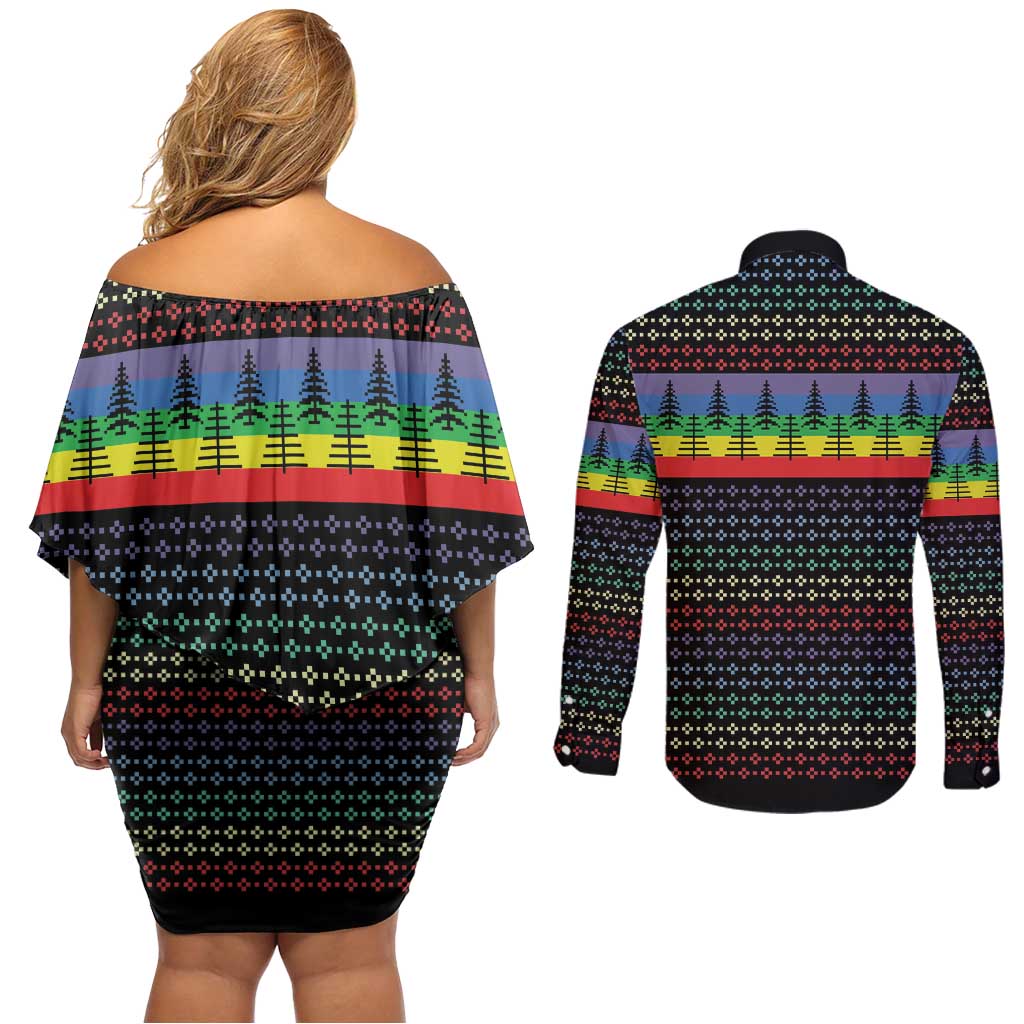 LGBT Not Today Jesus Couples Matching Off Shoulder Short Dress and Long Sleeve Button Shirt Rainbow Christmas DT04 - Wonder Print Shop