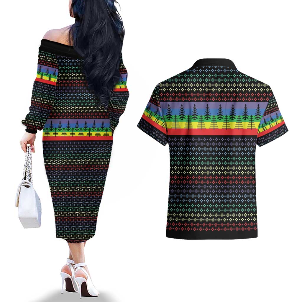 LGBT Not Today Jesus Couples Matching Off The Shoulder Long Sleeve Dress and Hawaiian Shirt Rainbow Christmas DT04 - Wonder Print Shop