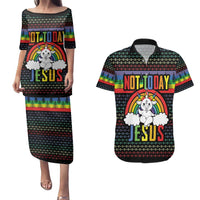 LGBT Not Today Jesus Couples Matching Puletasi and Hawaiian Shirt Rainbow Christmas DT04 - Wonder Print Shop