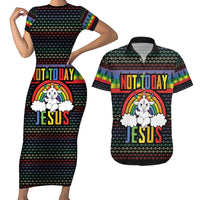 LGBT Not Today Jesus Couples Matching Short Sleeve Bodycon Dress and Hawaiian Shirt Rainbow Christmas DT04 - Wonder Print Shop
