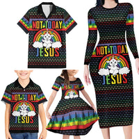 LGBT Not Today Jesus Family Matching Long Sleeve Bodycon Dress and Hawaiian Shirt Rainbow Christmas DT04 - Wonder Print Shop