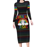 LGBT Not Today Jesus Family Matching Long Sleeve Bodycon Dress and Hawaiian Shirt Rainbow Christmas DT04 - Wonder Print Shop