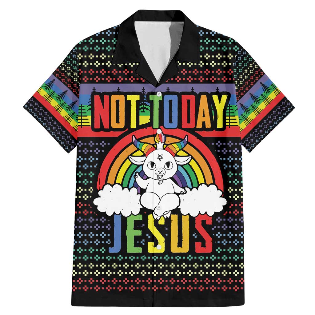 LGBT Not Today Jesus Family Matching Mermaid Dress and Hawaiian Shirt Rainbow Christmas DT04 - Wonder Print Shop