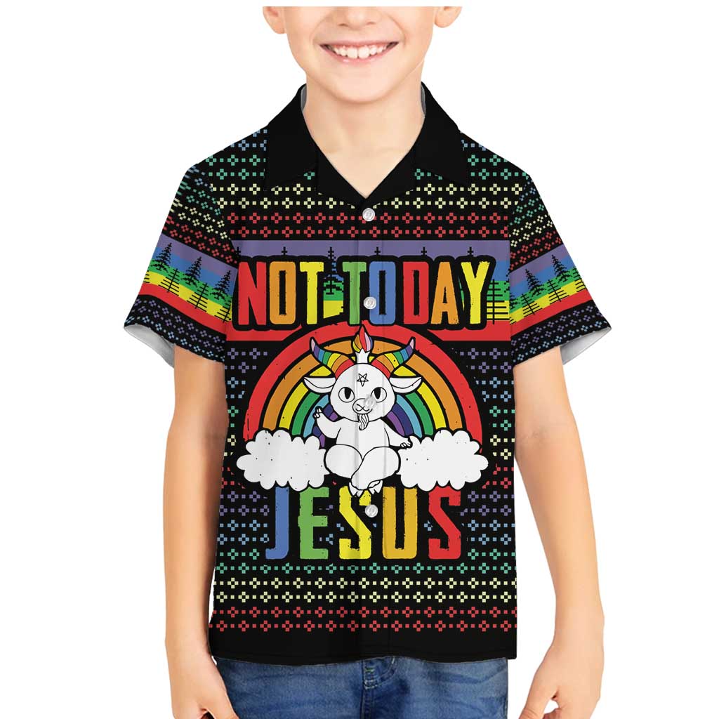LGBT Not Today Jesus Family Matching Mermaid Dress and Hawaiian Shirt Rainbow Christmas DT04 - Wonder Print Shop
