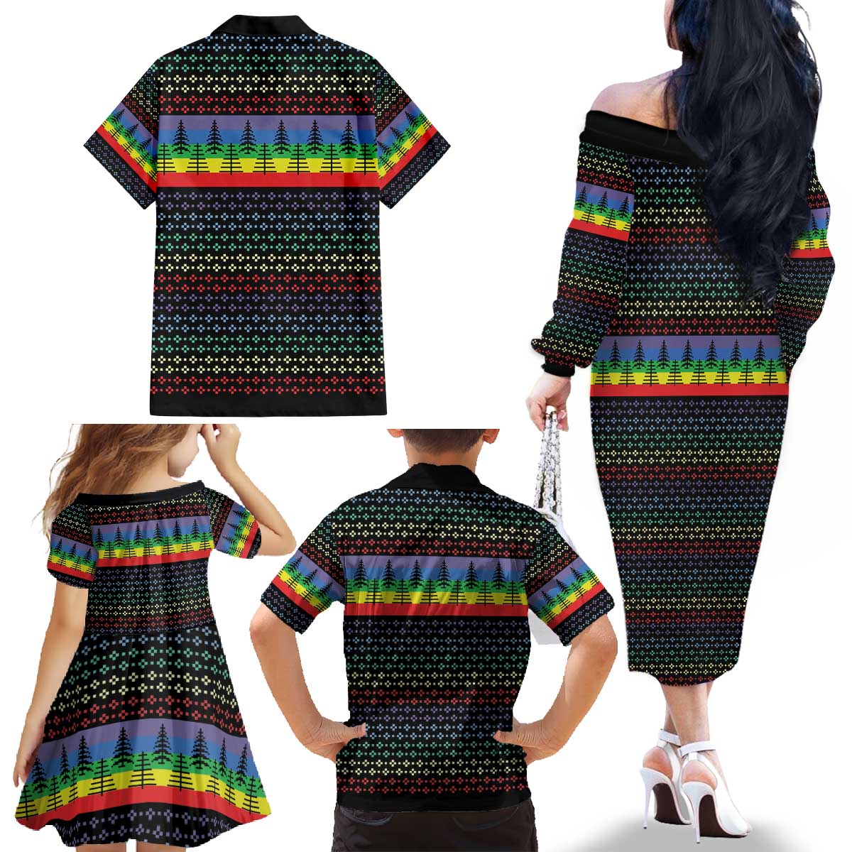 LGBT Not Today Jesus Family Matching Off The Shoulder Long Sleeve Dress and Hawaiian Shirt Rainbow Christmas DT04 - Wonder Print Shop