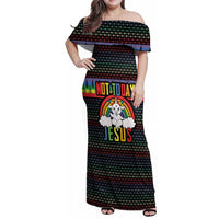 LGBT Not Today Jesus Family Matching Off Shoulder Maxi Dress and Hawaiian Shirt Rainbow Christmas DT04 - Wonder Print Shop