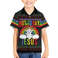 LGBT Not Today Jesus Family Matching Off Shoulder Maxi Dress and Hawaiian Shirt Rainbow Christmas DT04 - Wonder Print Shop