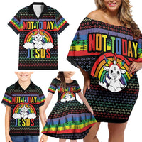 LGBT Not Today Jesus Family Matching Off Shoulder Short Dress and Hawaiian Shirt Rainbow Christmas DT04 - Wonder Print Shop