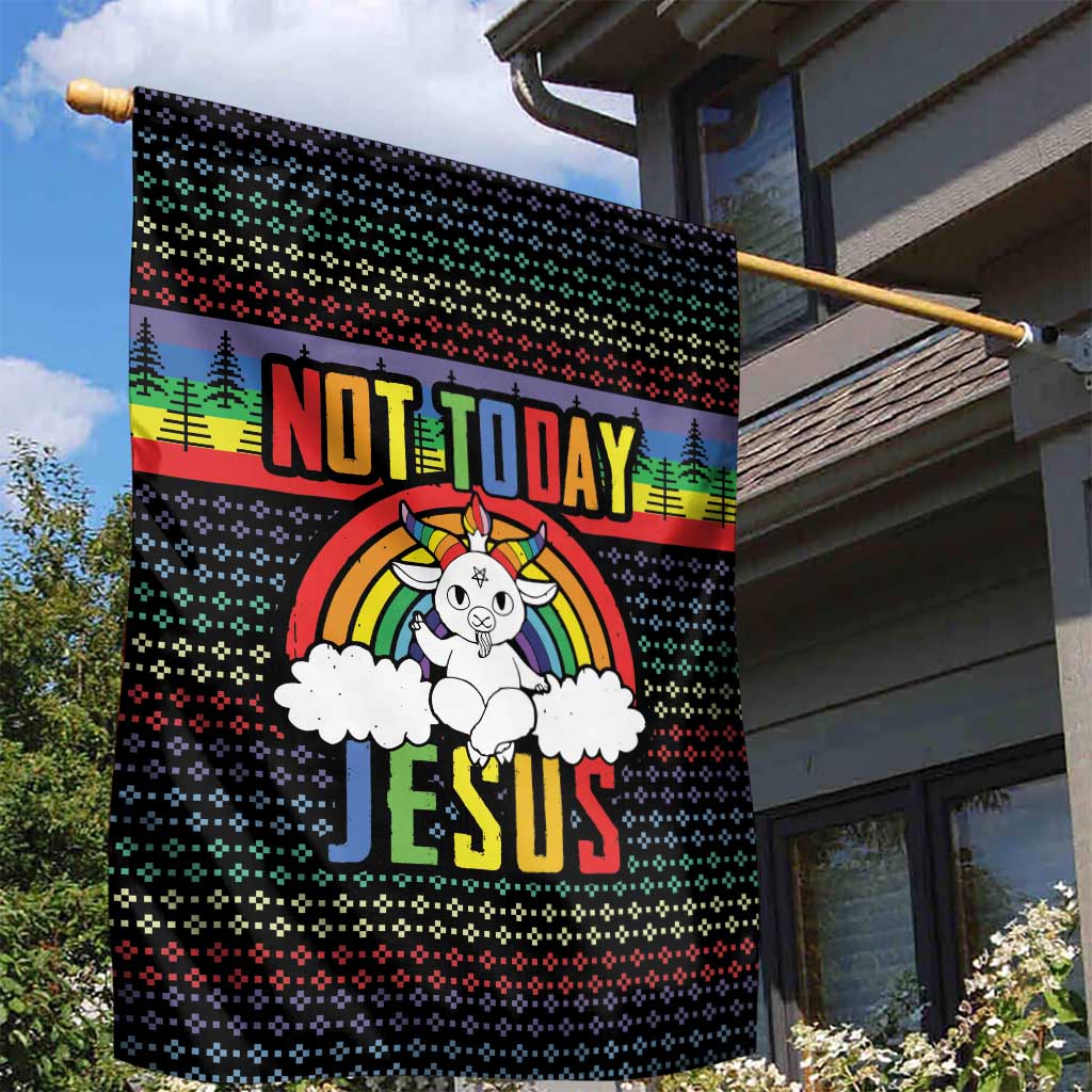 LGBT Not Today Jesus Garden Flag Rainbow Christmas DT04 - Wonder Print Shop