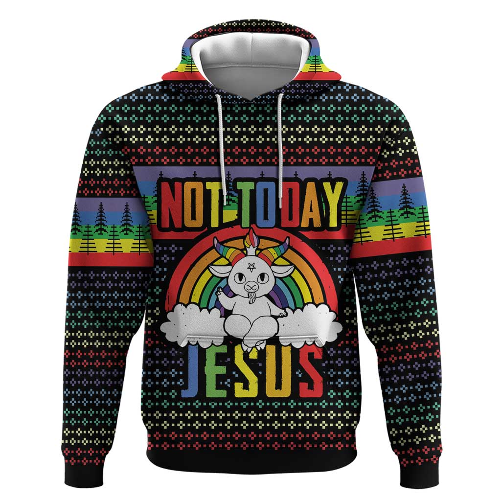 LGBT Not Today Jesus Hoodie Rainbow Christmas DT04 - Wonder Print Shop
