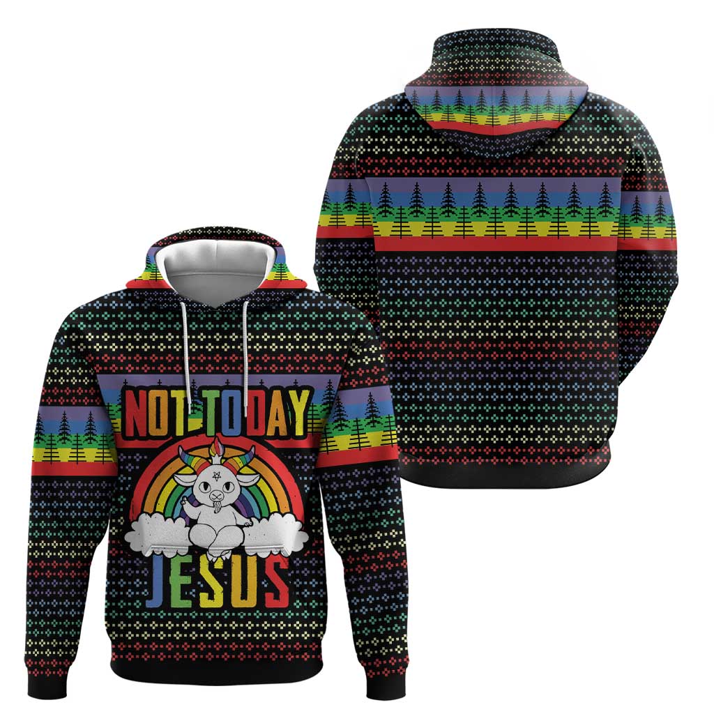 LGBT Not Today Jesus Hoodie Rainbow Christmas DT04 - Wonder Print Shop