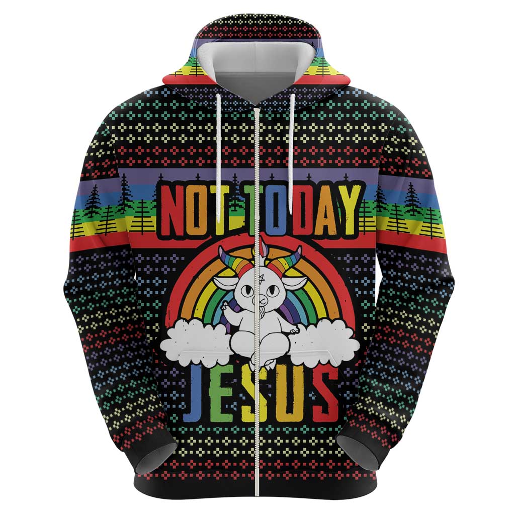 LGBT Not Today Jesus Hoodie Rainbow Christmas DT04 - Wonder Print Shop